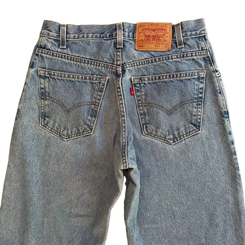 VTG Y2k Levi's 560 Jeans Mens Size 30x30 Blue Loose Fit Tapered Leg Denim Skater